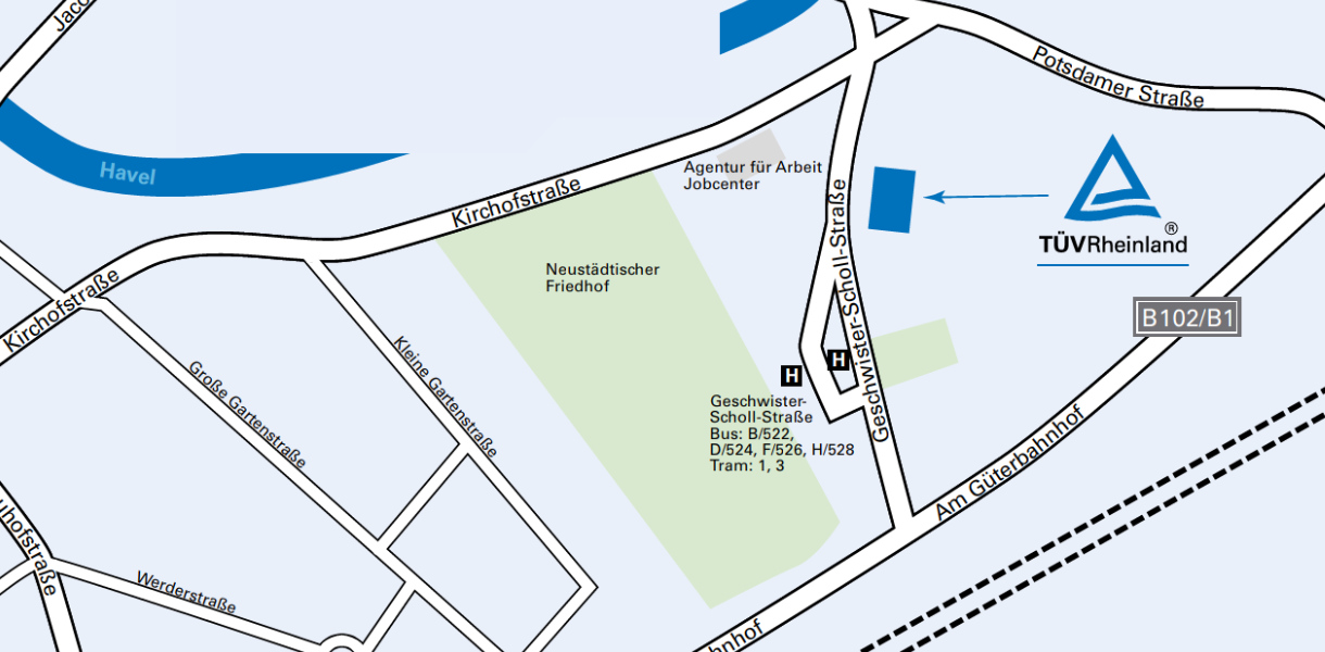 Anfahrt T&Uuml;V Rheinland Akademie Brandenburg an der Havel