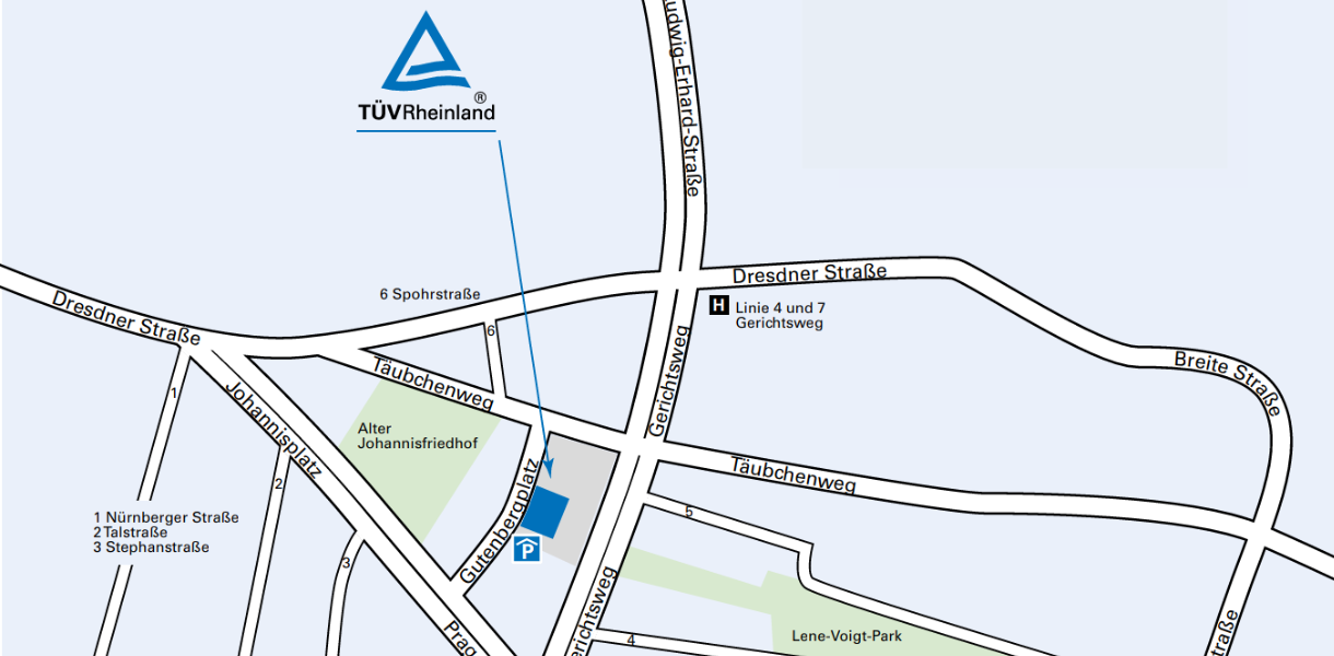 Anfahrt Weiterbildungen und Umschulungen Leipzig-Gutenbergplatz