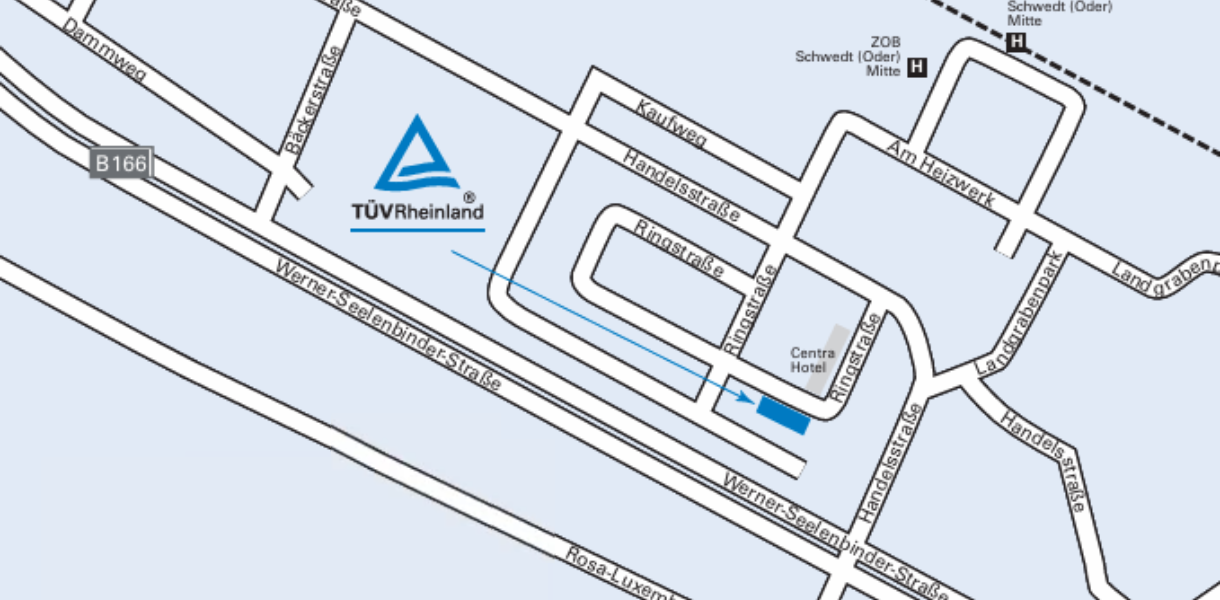 Anfahrt T&Uuml;V Rheinland Akademie in Schwedt/Oder