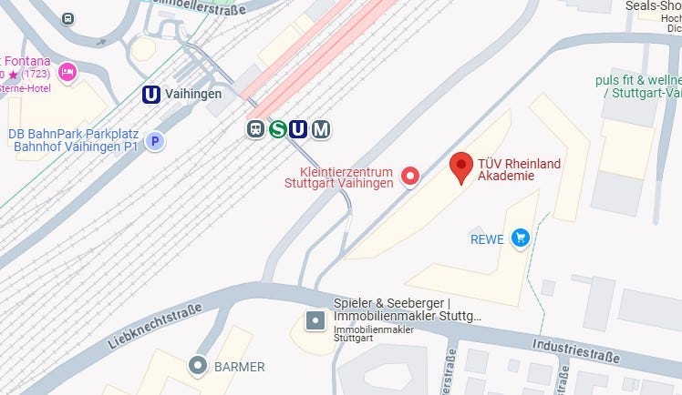 Google Maps Ansicht von der T&Uuml;V Rheinland Akademie in Stuttgart