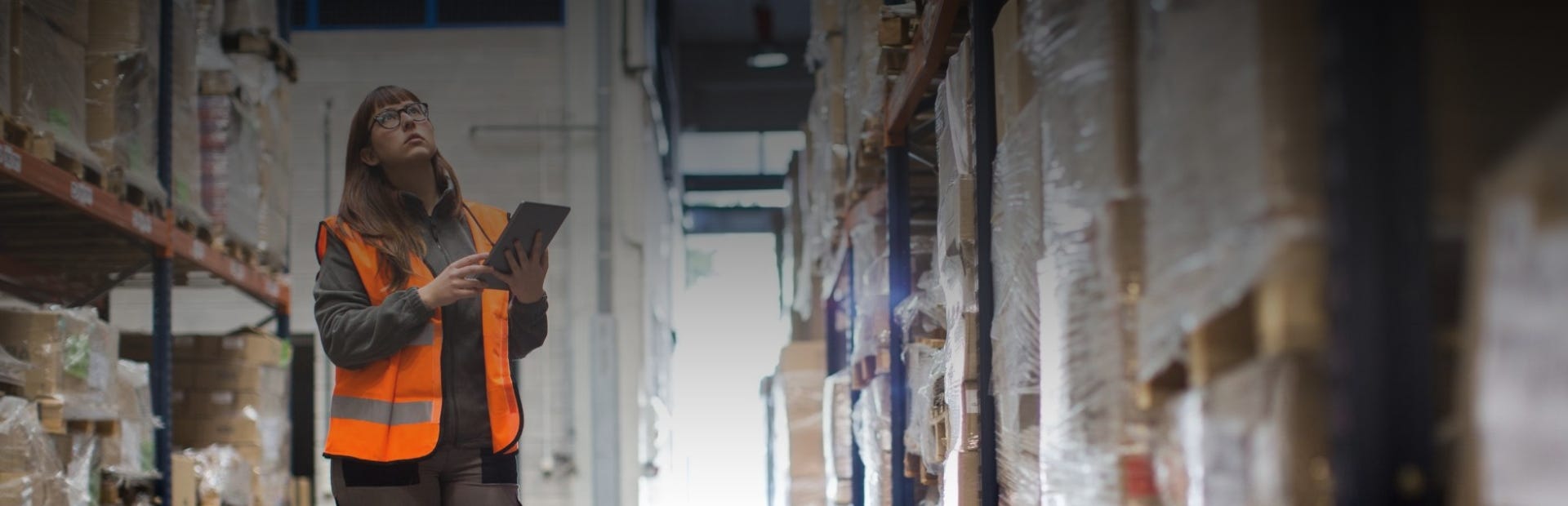 Arbeitnehmerin nach erfolgreicher Weiterbildung zur Fachkraft für Lagerlogistik bei der Arbeit