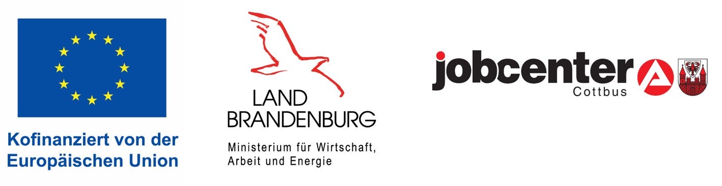 Verbundausbildung gefördert durch das Jobcenter Cottbus in Zusammenarbeit mit dem Land Brandenburg und der Europäischen Union