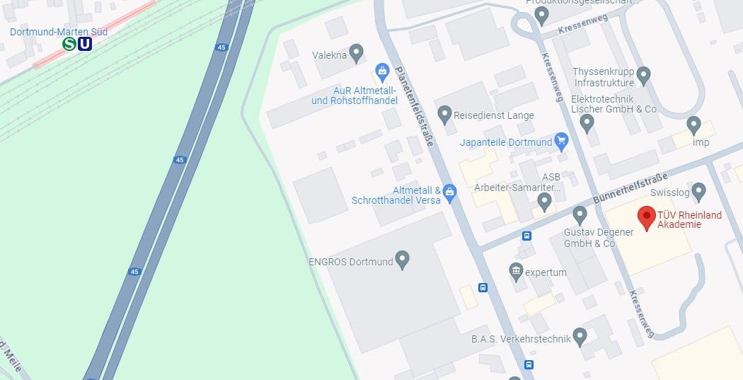 Anfahrtsplan Weiterbildungen und Umschulungen in Dortmund