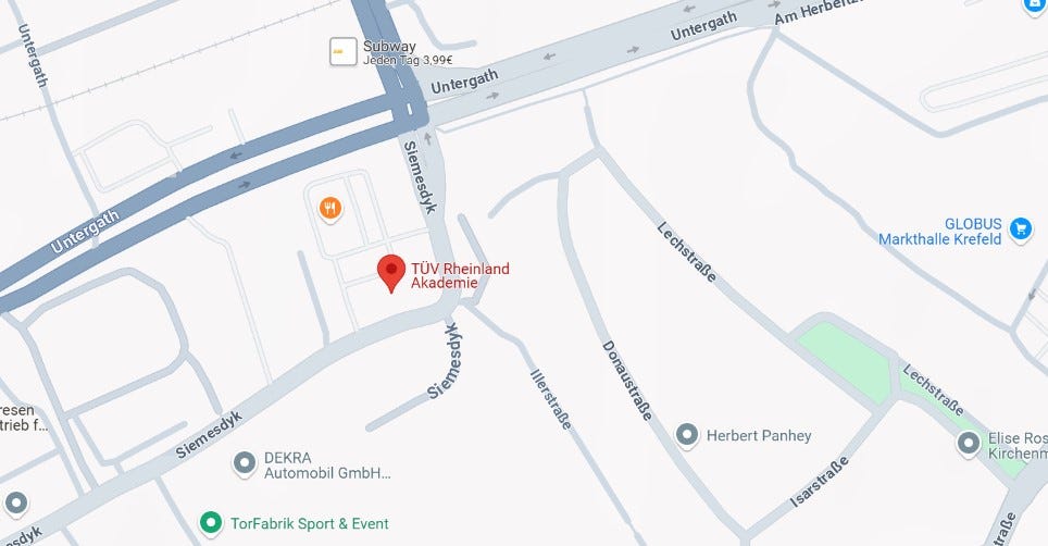 DIe Anfahrtsskizze der Pflegeschule in Krefeld