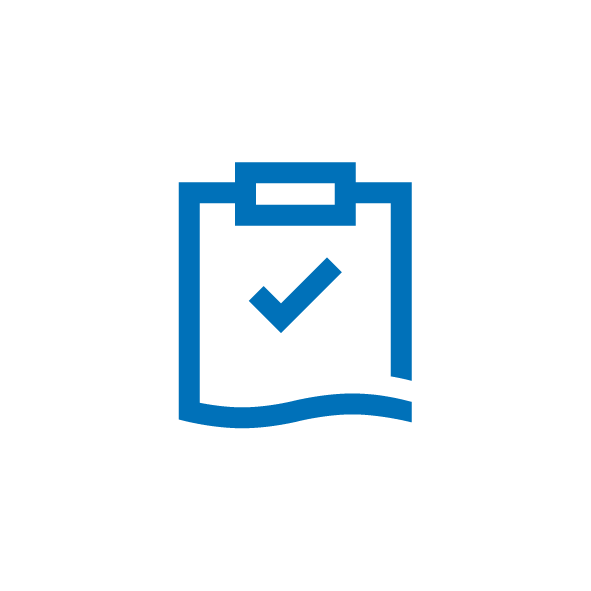 Ihre Vorteile für eine TÜV Zertifzierung Icon: Klemmbrett mit Checkliste – Anerkannte Qualität